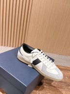 Leather Low-Top White and Tan Sneakers - Men's