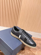 Leather Low-Top White and Tan Sneakers - Men's