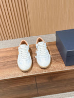 Leather Low-Top White and Tan Sneakers - Men's