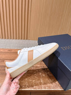 Leather Low-Top White and Black Sneakers - Men's