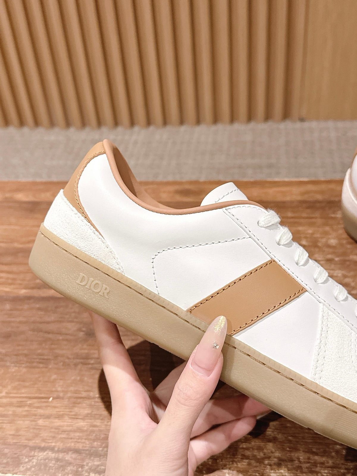 Leather Low-Top White and Black Sneakers - Men's