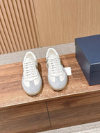 Leather Low-Top White and Black Sneakers - Men's
