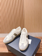 Leather Low-Top White and Tan Sneakers - Men's