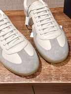 Leather Low-Top White and Black Sneakers - Men's