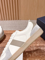 Leather Low-Top White and Tan Sneakers - Men's