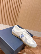 Leather Low-Top White and Tan Sneakers - Men's