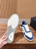 Leather Low-Top Blue Sneakers - Men's