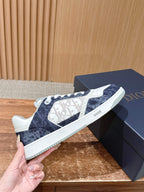 Leather Low-Top Blue Sneakers - Men's