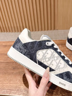 Leather Low-Top Blue Sneakers - Men's
