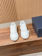 Cream Leather Plain Low-Top - Men's