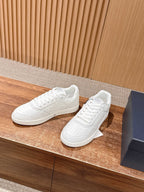 Cream Leather Plain Low-Top - Men's