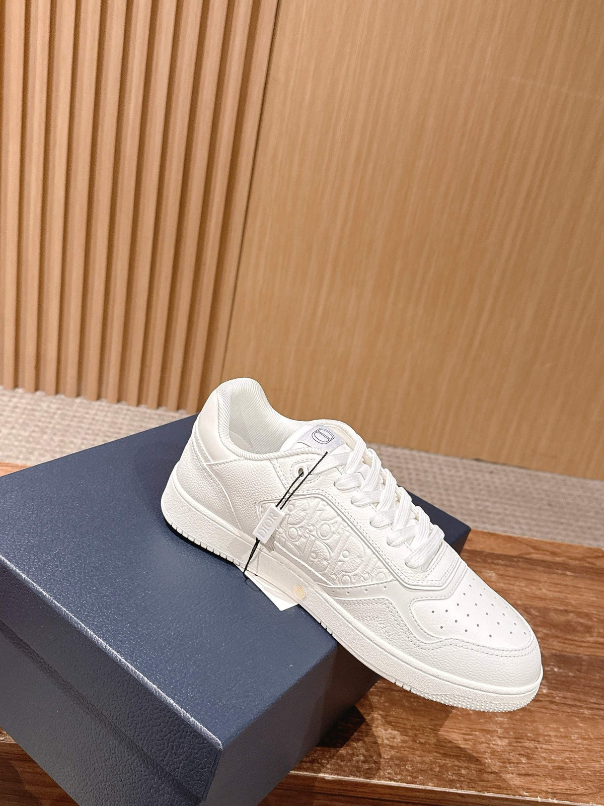 Cream Leather Plain Low-Top - Men's