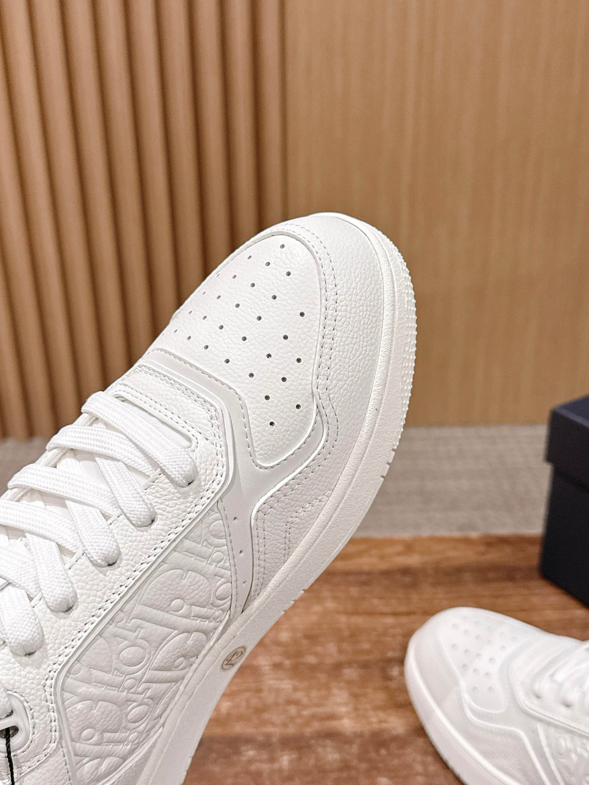 Cream Leather Plain Low-Top - Men's