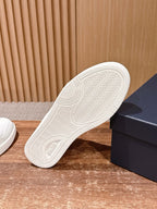 Cream Leather Plain Low-Top - Men's