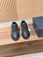 Cream Leather Plain Low-Top - Men's