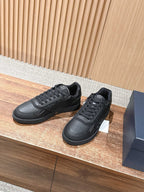 Cream Leather Plain Low-Top - Men's