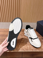 Black Leather Embossed Low-Top - Men's