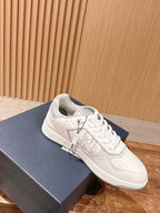 Black Leather Embossed Low-Top - Men's