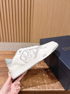 Black Leather Embossed Low-Top - Men's