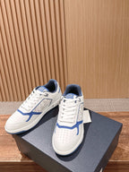 Black Leather Embossed Low-Top - Men's