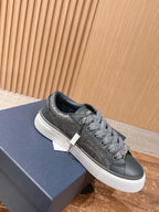Leather Low-Top Grey Sneakers - Men's