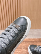 Leather Low-Top Grey Sneakers - Men's
