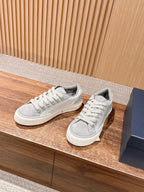 Leather Low-Top Grey Sneakers - Men's
