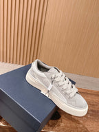 Leather Low-Top Grey Sneakers - Men's