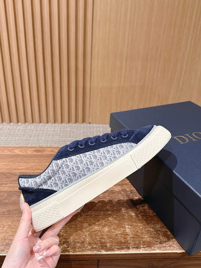 Leather Low-Top Navy Sneakers - Men's