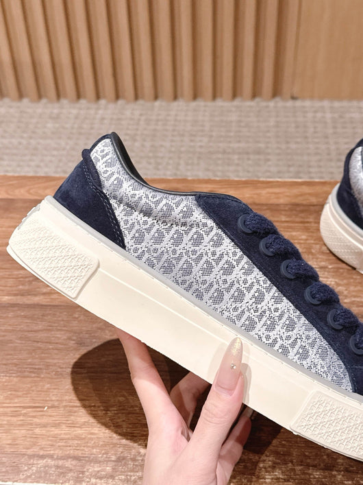 Leather Low-Top Navy Sneakers - Men's