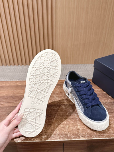 Leather Low-Top Navy Sneakers - Men's