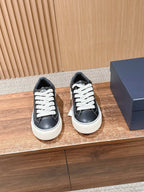 Black Leather Two-Tone Low-Top - Men's