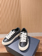 Black Leather Two-Tone Low-Top - Men's