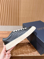 Black Leather Two-Tone Low-Top - Men's