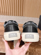 Black Leather Two-Tone Low-Top - Men's