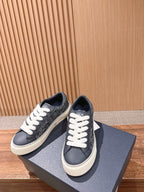 Leather Low-Top Grey and White Sneakers - Men's