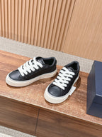Leather Low-Top Grey and White Sneakers - Men's