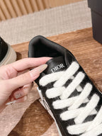 Leather Low-Top Black Sneakers - Men's