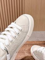 Leather Low-Top Grey and White Sneakers - Men's