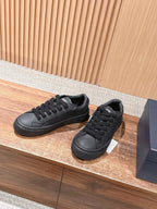 Leather Low-Top Black Sneakers - Men's