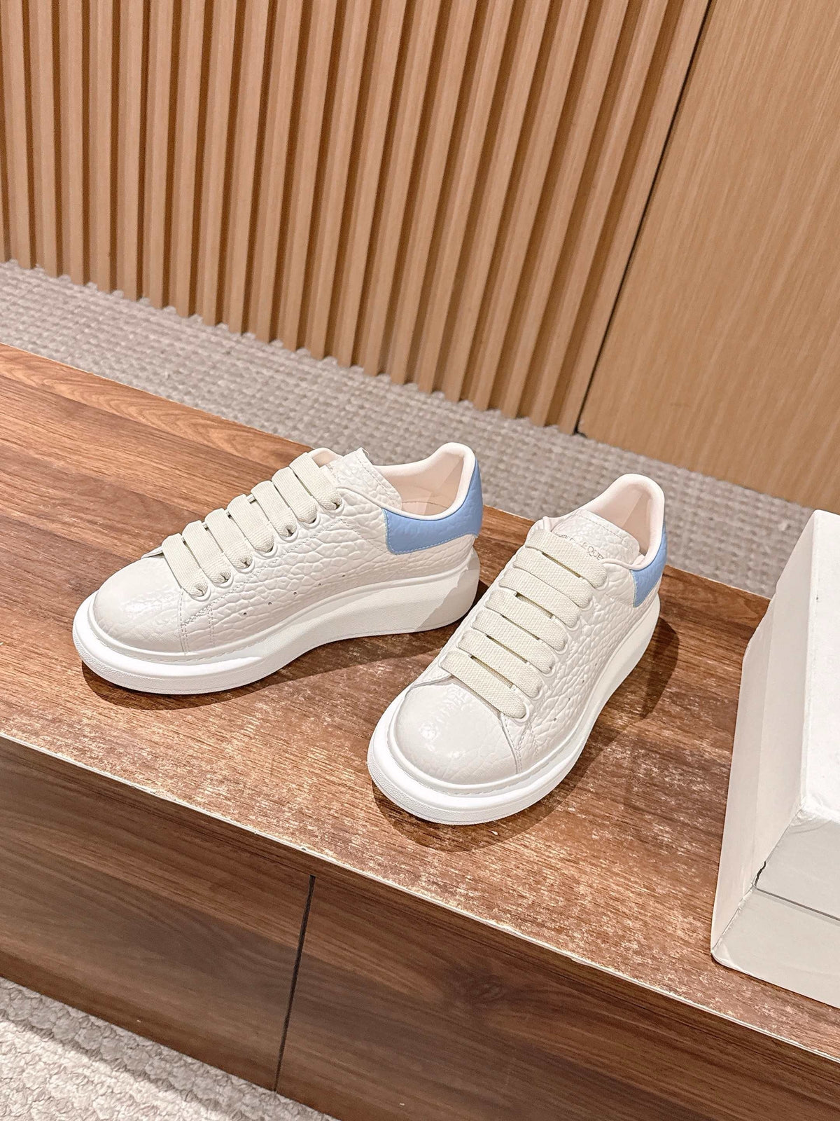 White and Blue Sneakers