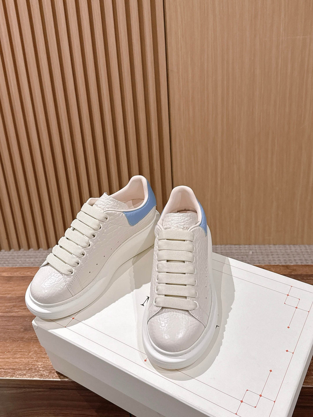 White and Blue Sneakers