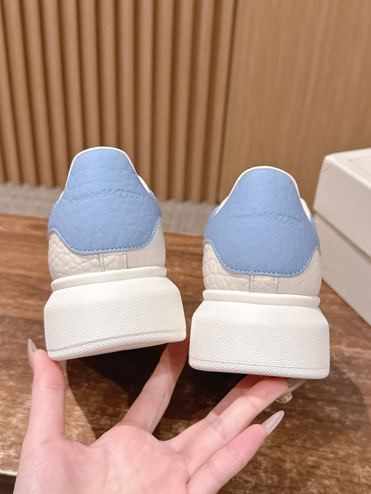 White and Blue Sneakers