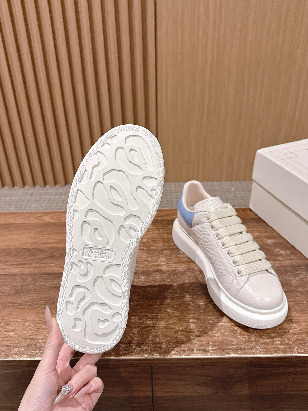 White and Blue Sneakers