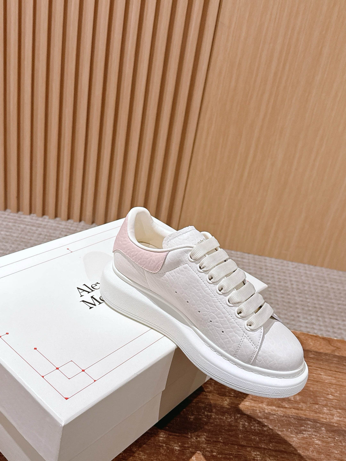 White Leather Contrast Heel Platform - Women's