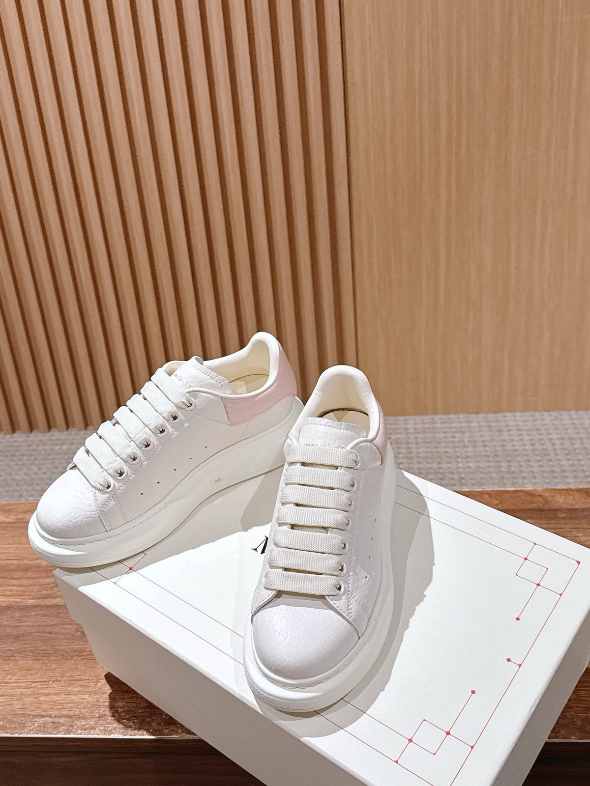 White Leather Contrast Heel Platform - Women's
