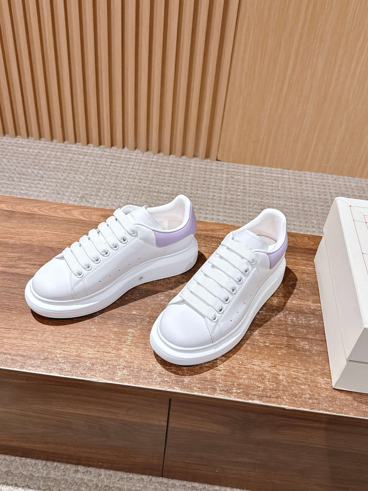 White Leather Contrast Heel Platform - Women's