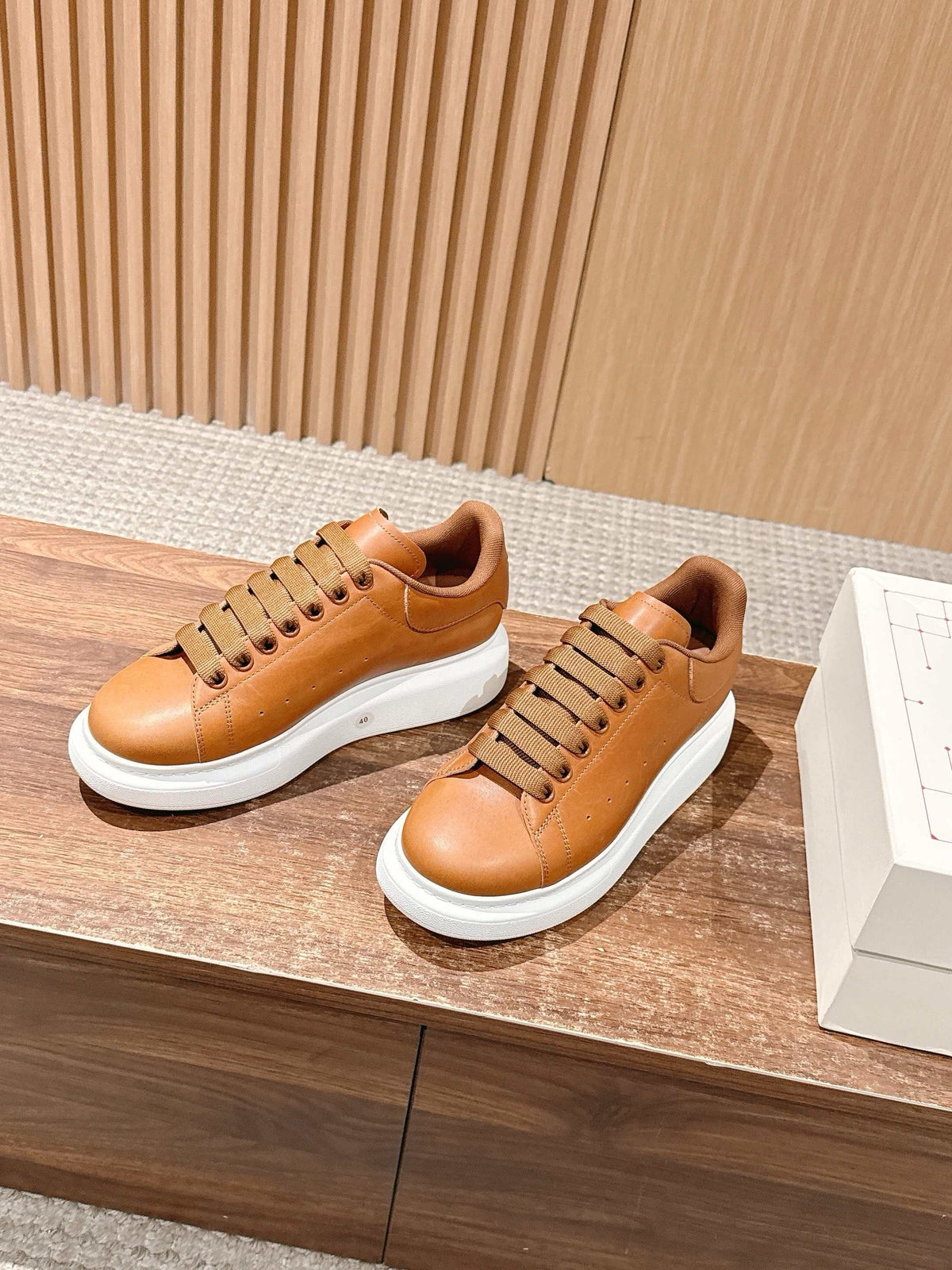 White and Brown Sneakers