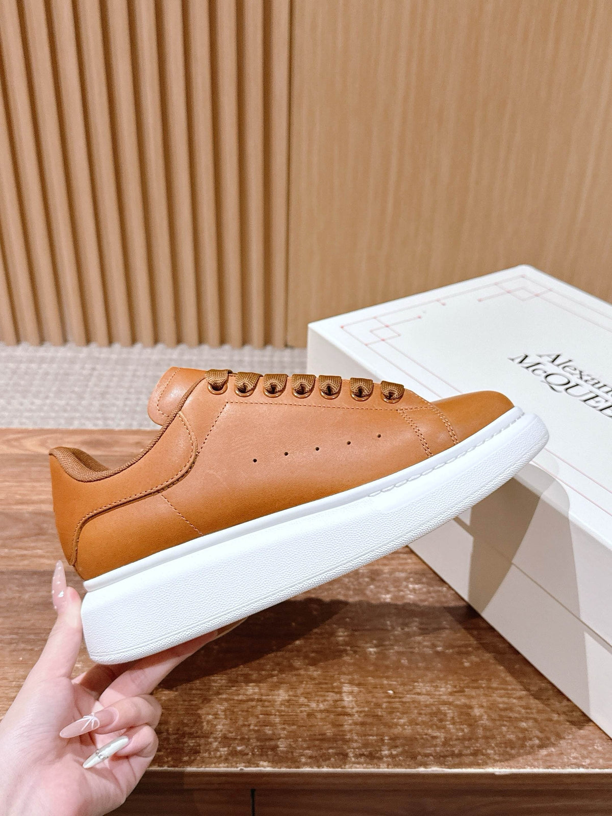 White and Brown Sneakers