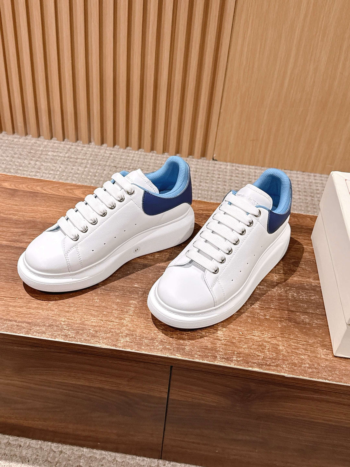 White and Blue Sneakers